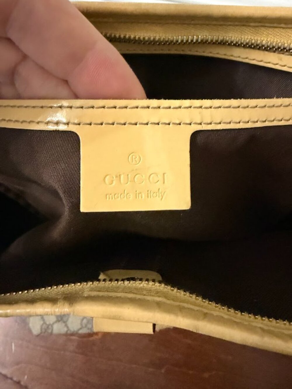 Authentic Gucci GG Canvas Large Tote Bag Beige Monogram Leather Made in Italy - Picture 9 of 16